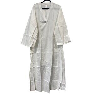 Moustafa Long Thobe Kaftan Size XXL Long Sleeve White Egyptian Cotton Breathable